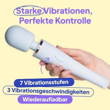 Масажний стрижень для жінок Luxy: потужний, тихий, водонепроникний вібратор з 10 режимами - сріблястий (блакитний)