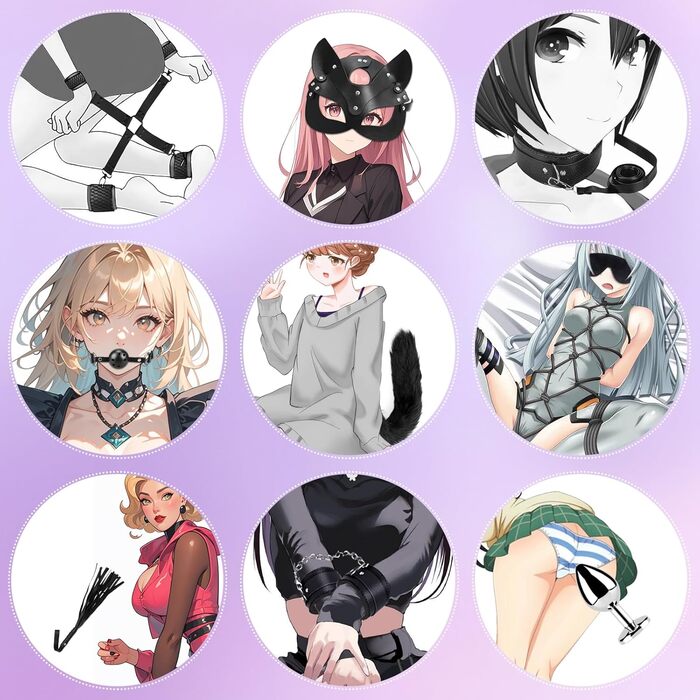 Набір для БДСМ з шкіри, 15 предметів: фетіш, зв'язування, еротика для дорослих. З руками, маскою та мотузкою (чорний)