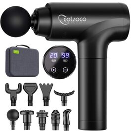 Перкусійний масажер Massage Gun з LED-дисплеєм, електричний масажний пістолет для м'язів (20 швидкостей, 9 насадок), сірий