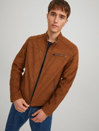 Чоловіча куртка-бомбер Jack & Jones Mae з еко-замші, колір Falcon