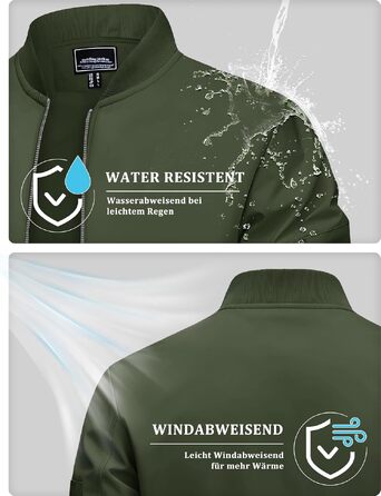 Чоловіча куртка-бомбер TACVASEN Windbreaker, водовідштовхуюча демісезонна куртка, армійний зелений, розмір S
