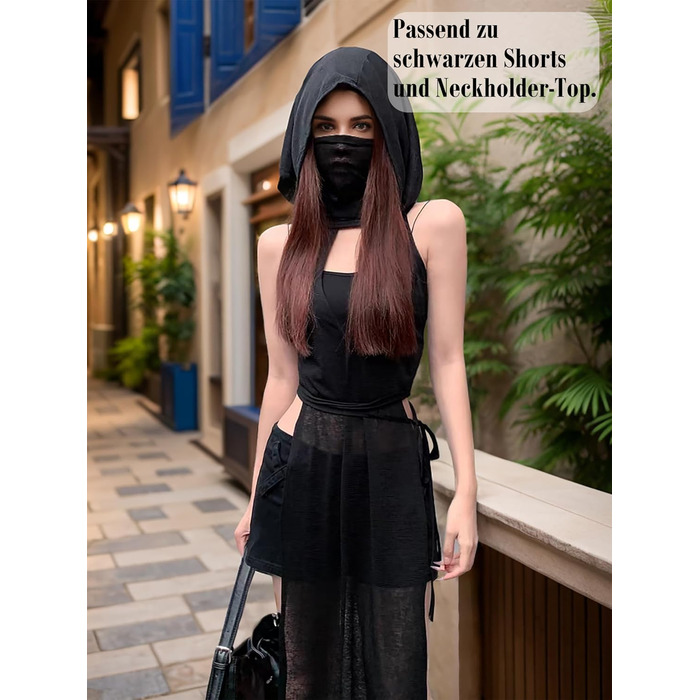 Прозора готична сукня Mingnos для рейв-вечірок, чорна з вирізами, з високим розрізом, для EDM фестивалів, клубів та вечірніх виходів. Розмір L