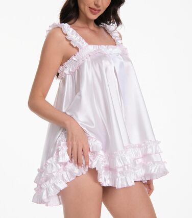 Сукня-бабочка Satini Dessous з мереживом та рюшами, стиль Negligee, для косплею та кросдресу (XL, Білий)