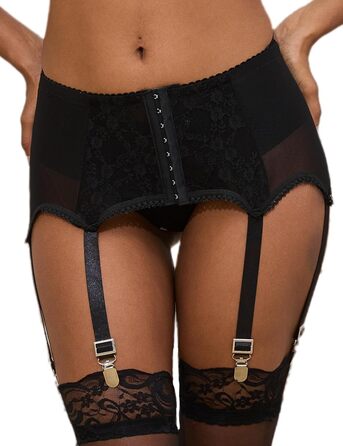 Чорний пояс для панчіх з мереживом, великий розмір, 3 шт.