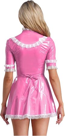 Костюм покоївки Freebily з лакованої шкіри, рожевий, для карнавалу/Хелловіну, розмір XXL