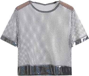 Чоловіча футболка з сіткою та вставками, стильна футболка-кроп топ для вечірок та повсякденного носіння, сірий колір