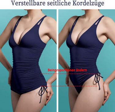 Купальник жіночий Badeanzug – монокіні з пуш-ап, V-подібний виріз, регульовані бретелі, темно-синій (один розмір, M)