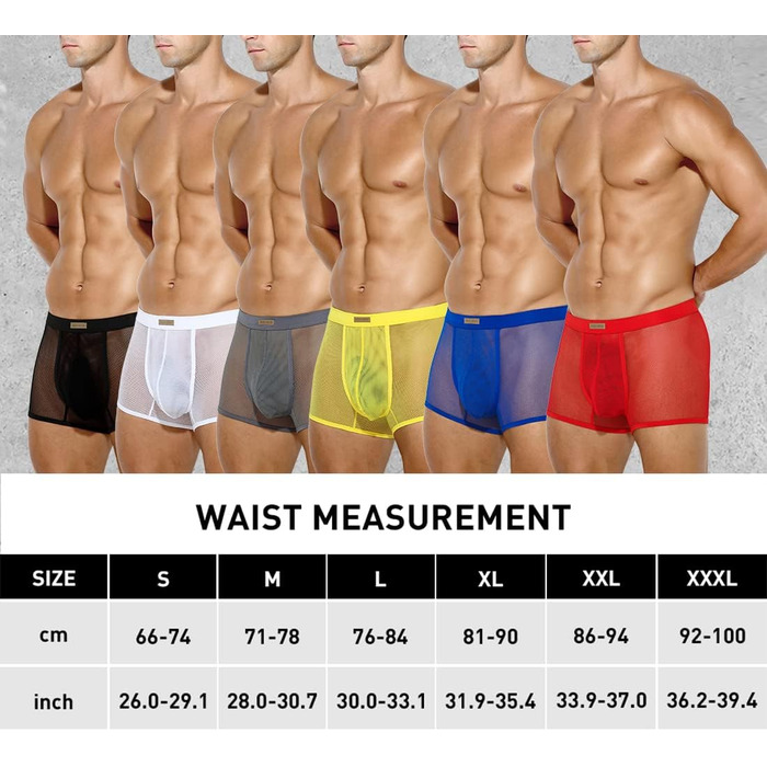 Боксер чоловічий Casey Herren, прозорий, сітка, низька талія, ретро, 6 шт.