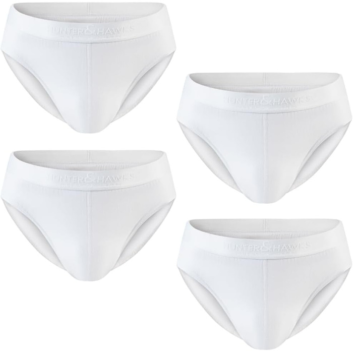 Боксерки чоловічі Hunter & Hawks 4 шт. у наборі, розмір S-6X, м'які, антибактеріальні, дихаючі, ідеальна посадка, Coo Dry Sips, мультипак (XXL, білий)