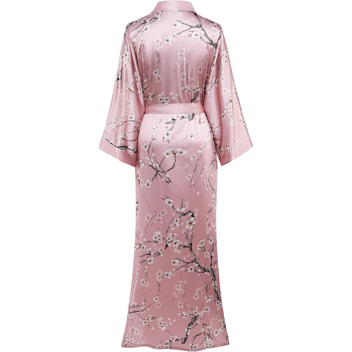 Халат жіночий довгий шовковий, квітковий принт, BABEYOND. Ідеальний для дому, вечірки, сну. Розмір універсальний, рожевий.