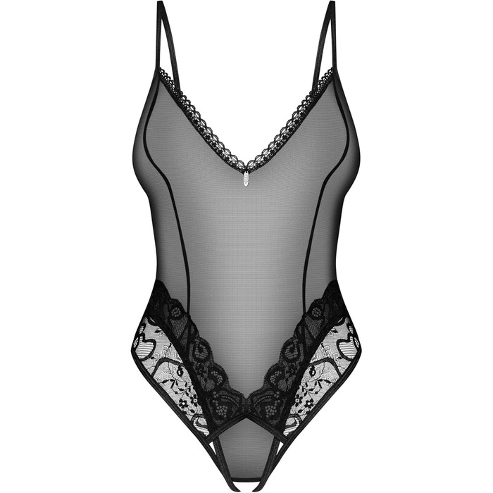 Selente Love & Fun: жіночий комплект нижньої білизни з боді/відкритого боді та шовкової маски для очей, чорний, сітка, мереживо, виготовлено в ЄС (XL-XXL)