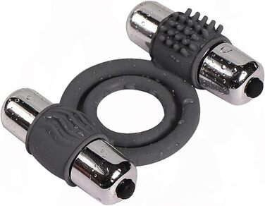 Вібраційний кільце для пеніса з силікону, подвійний кільце для яєчок, 2 міні-вібратори, кільце для статевого члена, вібратор для чоловіків, стимулятор, секс-іграшка для пар