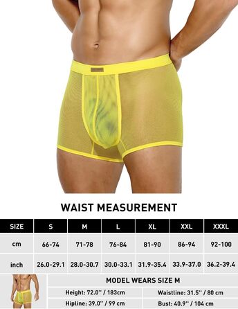 Боксерки чоловічі Caey Kevin Herren, прозорі, низька талія, 3XL, A9-жовтий