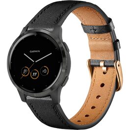 Шкіряний ремінець Issinlky 18мм для Garmin Vivoactive 4S, Venu 2S, 3S, Vivomove 3S та годинників Fossil Gen 6/5E/4/3, чорний