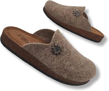 Зимові домашні капці Alpine Clogs з вареної вовни, теплі тірольські пантолети унісекс, 100% Made in Italy, колір Taupe, розмір 46 EU