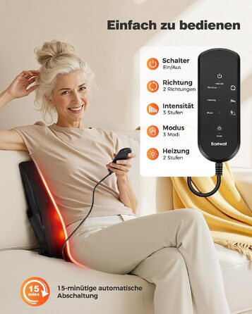 Масажер для шиї та спини Boriwat Shiatsu 3D з функцією підігріву, чорний