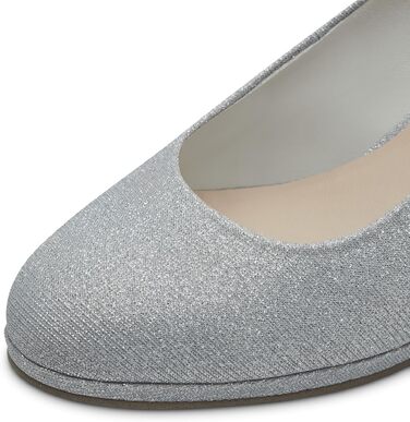 Жіночі елегантні слінгбеки Marco Tozzi на стійких підборах, сріблясті, розмір 38 EU
