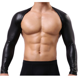 Чоловічий топ FEOYA з довгим рукавом, кроп-модель, металік, боксер, шорти з кишенями, для сцени, клубу, танців, чорний, XS-XL