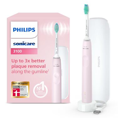 Електрична зубна щітка Philips Sonicare Series 3100 HX4033/21 зі звуковим очищенням, датчиком тиску та дорожнім чохлом, Рожева