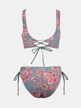 CUPSHE БІКІНІ жіночий, комплект, зав'язування, квітковий принт, низька посадка, шнурівка, двочастинний купальник, зелений L