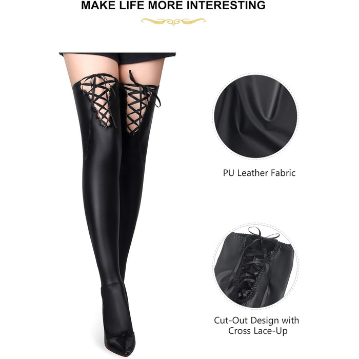 Чорні панчохи-шкарпетки з перехресною фіксацією для жінок ComeOnDear, великі розміри (3XL-4XL), без шкарпеток, для клубу, косплей