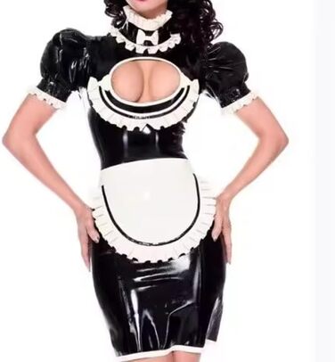 Костюм горничної з латексу LIXIAAOOKWEDG, чорний, для косплею та гри