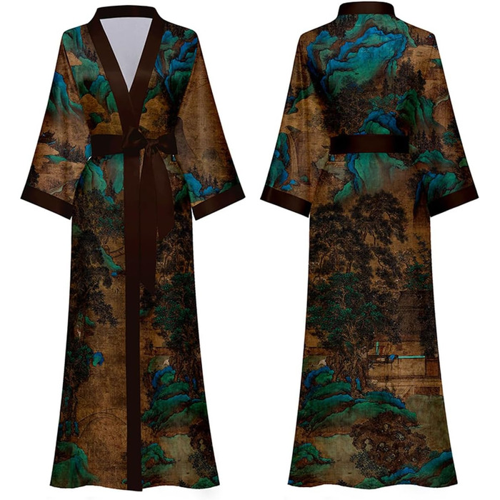 Легкий жіночий халат з атласу: сексуальний кімоно, сауна, ванна, спа. Колір: коричневий (Весняне Долина). Єдиний розмір.