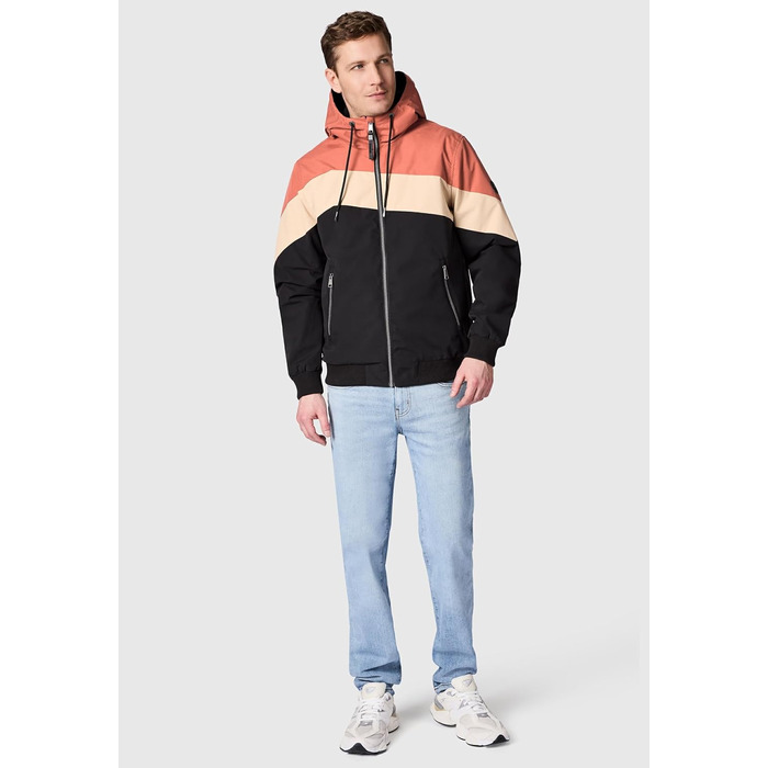 Чоловіча легка демісезонна куртка Ragwear Stewie Block: водонепроникна та дихаюча з капюшоном, колір Terracotta, розмір 3XL