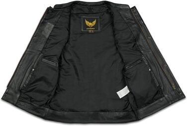 Чоловіча шкіряна жилетка Leatherick Groove Club чорного кольору з традиційною підкладкою Paisley-сатин, розмір 62