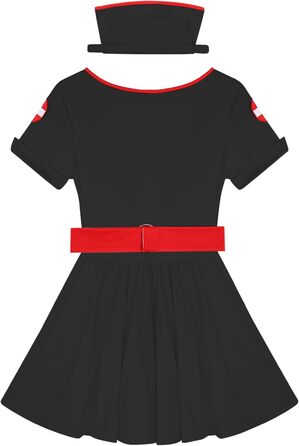 Костюм медсестри Freebily: сексуальний набір для косплею, нічна сорочка, babydoll, білий (3XL, чорний)