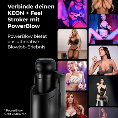 KEON Автоматичний мастурбатор для чоловіків з сумісним Stroker PowerBlow – Інтерактивний контент – Мастурбація для чоловіків – Без рук – Регульована довжина удару KEON