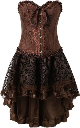 Жіночий корсет вінтажний з кісточками, з квітковим візерунком, великий розмір, з талієвим корсетом, з шнурівкою, з мереживом, золотий (L)