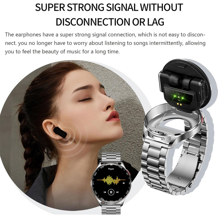 Смарт-годинник BILBER 2-в-1 з Bluetooth-навушниками: фітнес-трекер, сенсорний екран 1.39