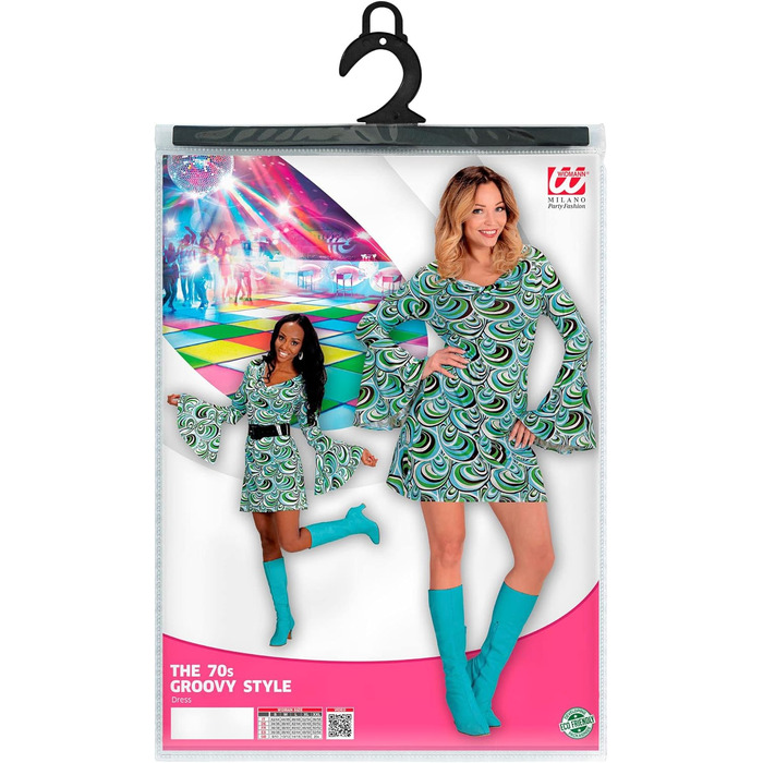 Сукня у стилі 70-х W WIDANN ILANO Party Fashion для жінок, з бахромою, для карнавалу, фестивалю, вечірки (XS, Waves)