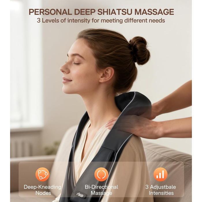 Масажер для шиї та плечей Shiatsu з інфрачервоним підігрівом, електричний масажер для спини з адаптерами для дому та авто