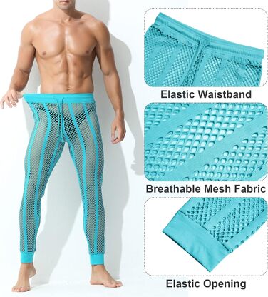 Чоловічі прозорі штани FEOYA з сітки: легкі, сексуальні, для спорту та дому (зелені, розмір L)