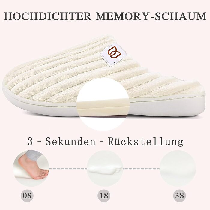 Жіночі домашні капці з ефектом пам'яті Memory Foam, велюрові плюшеві тапочки протиковзкі (розмір 38/39, бежево-білі)