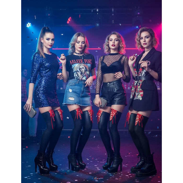 Чулки мереживні overknee для жінок, червоні, розмір L-XXL, мереживні, з перехресною зав'язкою, для клубів, косплей, рейв, великі розміри