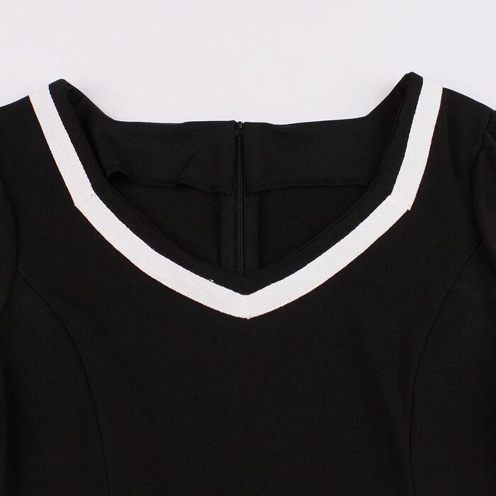 Сукня в стилі рокабіллі Odizli для жінок 50-х років. Короткий рукав, V-подібний виріз, принт у горошок, сукня-свінг для вечірки, весілля, чорна, розмір M