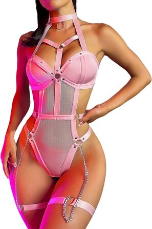 Жіноча мереживна бюстгальтер і труси Reizwäsche WILLBET 4XL, рожевий, для дому