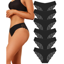 Набір трусиків FINETOO з 6 шт. - безшовні, мереживні, з низькою талією, S-XL