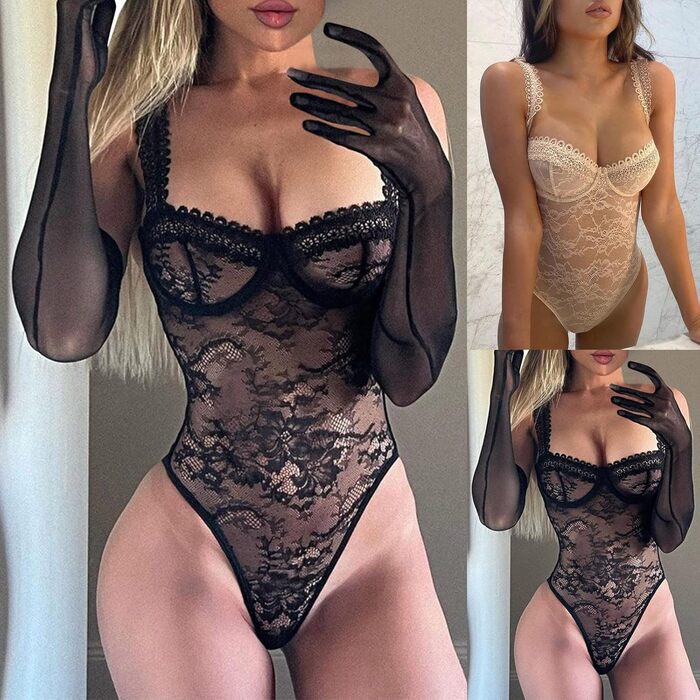 Сексуальна жіноча білизна: мереживний комплект, сукня, прозорий чорний мереживний набір, для пишних форм