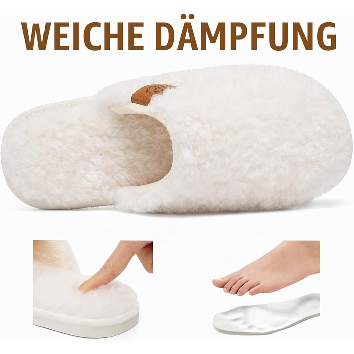 Жіночі м'які капці-сліпери Evshine з ефектом пам'яті (Memory Foam), закриті домашні тапочки, бежеві, розмір 39/39.5 EU