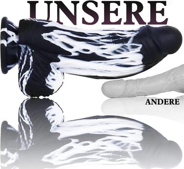 Анальний секс-іграшка XXL 'Фентезі' - великий силіконовий дилда з соскою, чорного кольору, для чоловіків та жінок