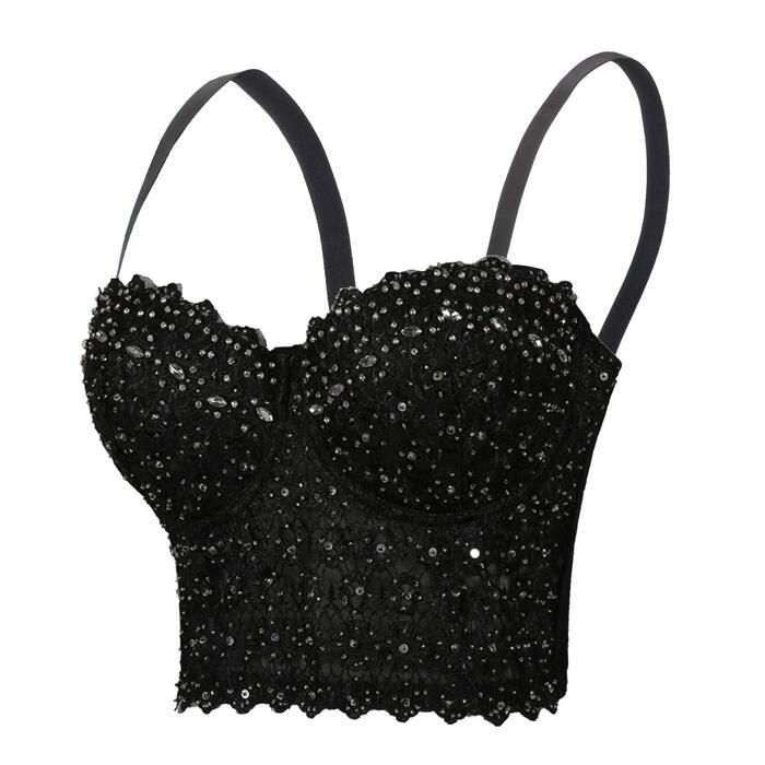 Жіночий корсетний бюстгальтер-топ Bustier чорного кольору, розмір M — сексуальна білизна та одяг для клубів