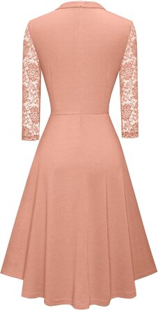 HOEYEE Елегантне сукня-максі з мереживом та вирізами, ретро-стиль, для вечірок та коктейльних подій (XL, Blush)