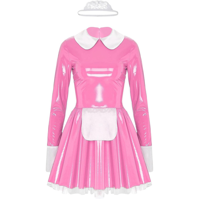 Жіноча еротична білизна: Французький костюм горничної, косплей, A-line сукня (Рожевий, XL)