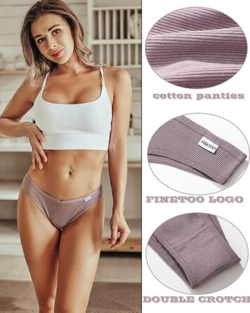 Набір жіночих бразильянів (10 шт.) FINETOO – зручна бавовняна білизна, набір трусиків-бразильянів, жіноча білизна, безшовні трусики, трусики-хіпстер, мікс кольорів