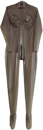 Латексний костюм-котяче обличчя Gaylop: прозорий чорний боді з легінсами, латекс, гума