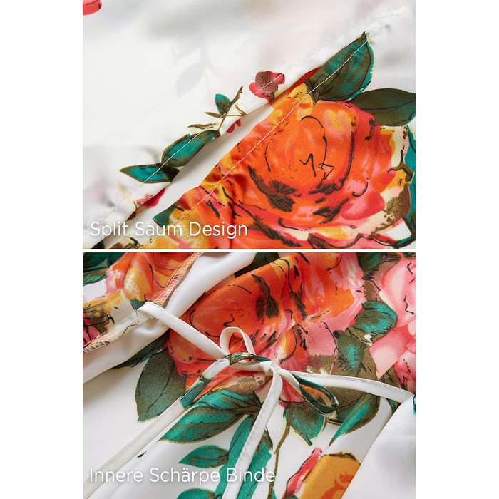 Халат жіночий шовковий максі з квітковим принтом BABEYOND, літній кімоно, довга сорочка для дому, вечірки, піжами